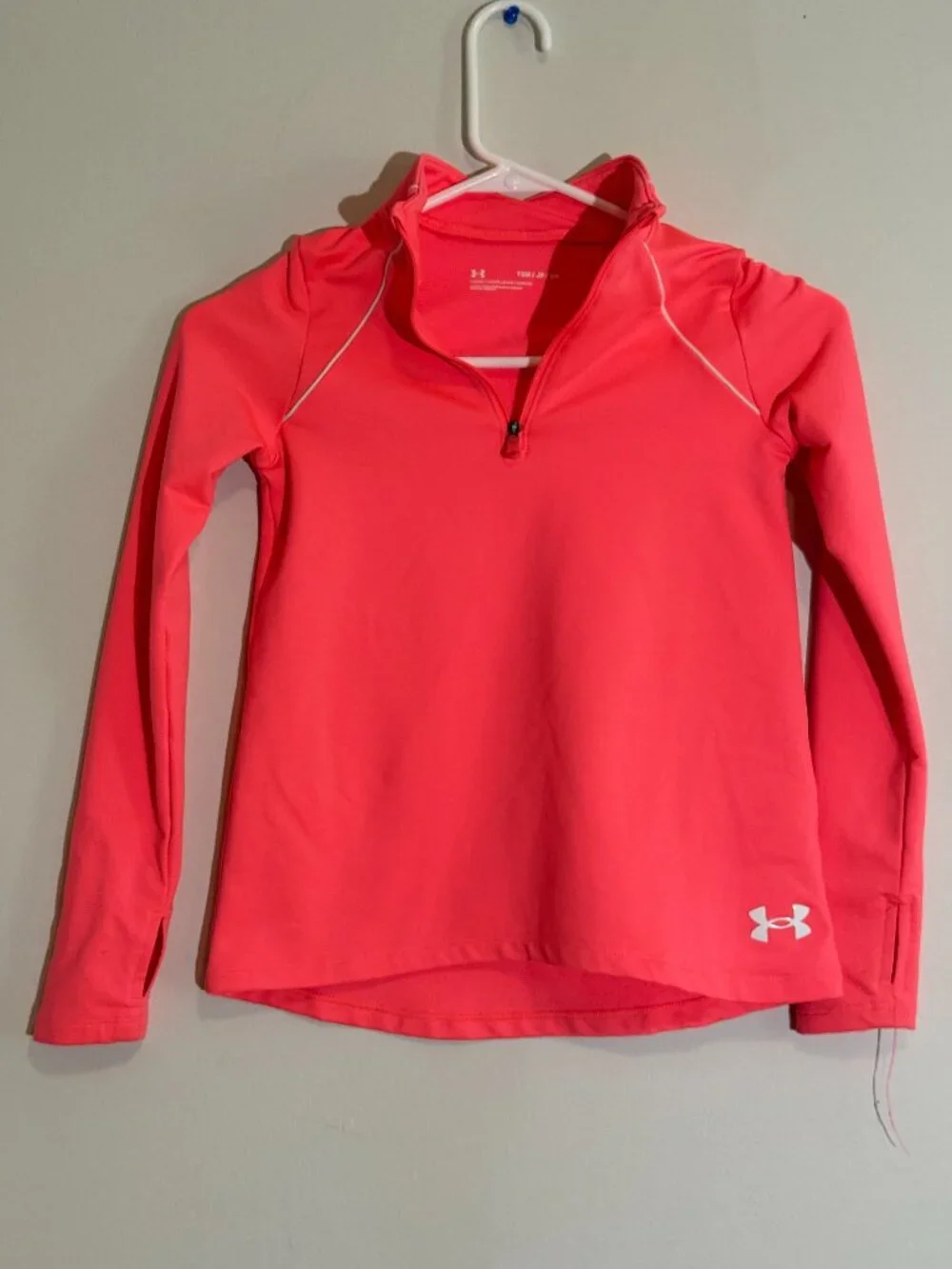 Under Armour Youth Small Pink Coral 1/4 Zip Pullover Sweatshirt Activewear |YSM